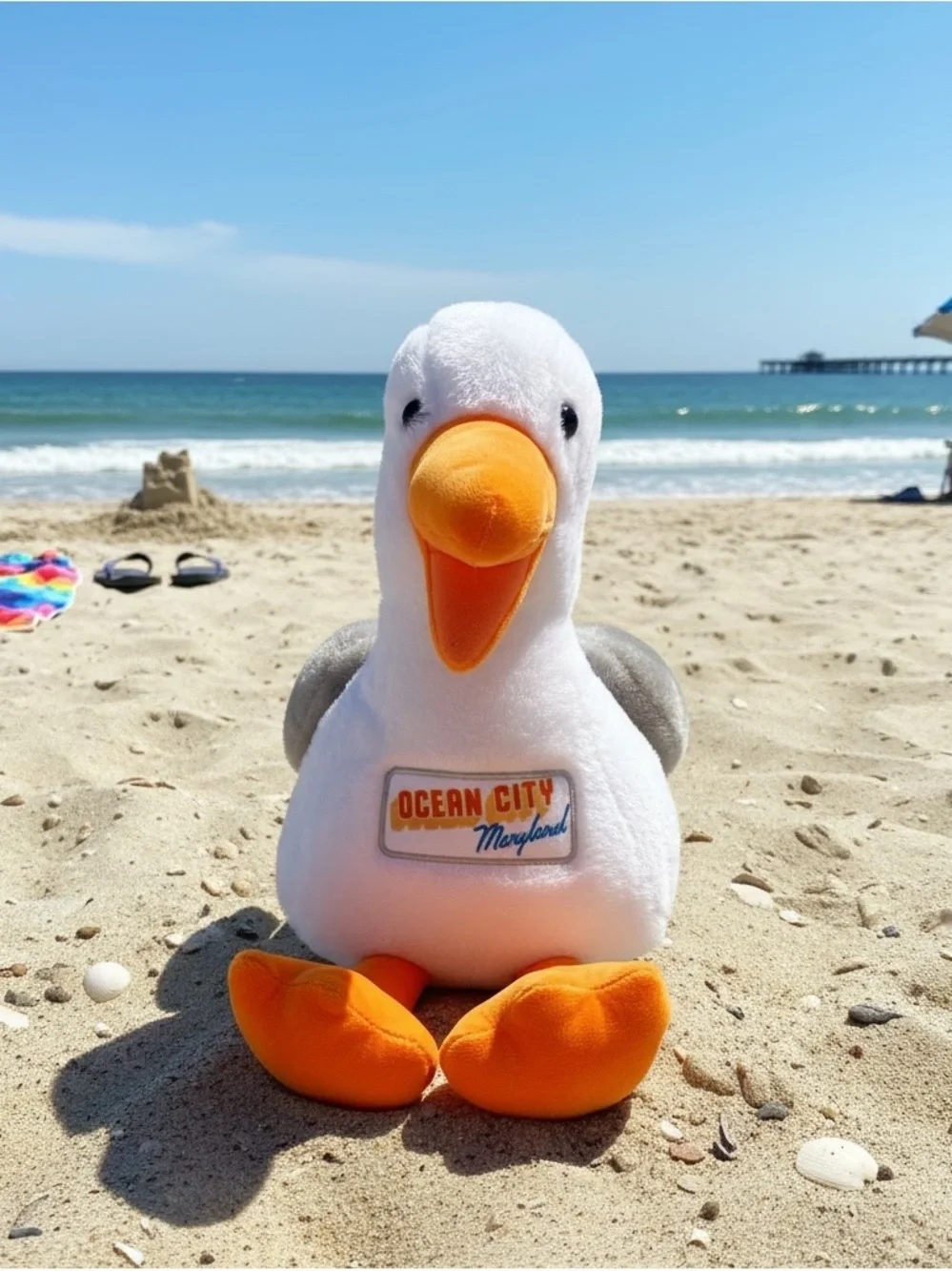 Plush Seagull - White & Orange Beach Bird Plush